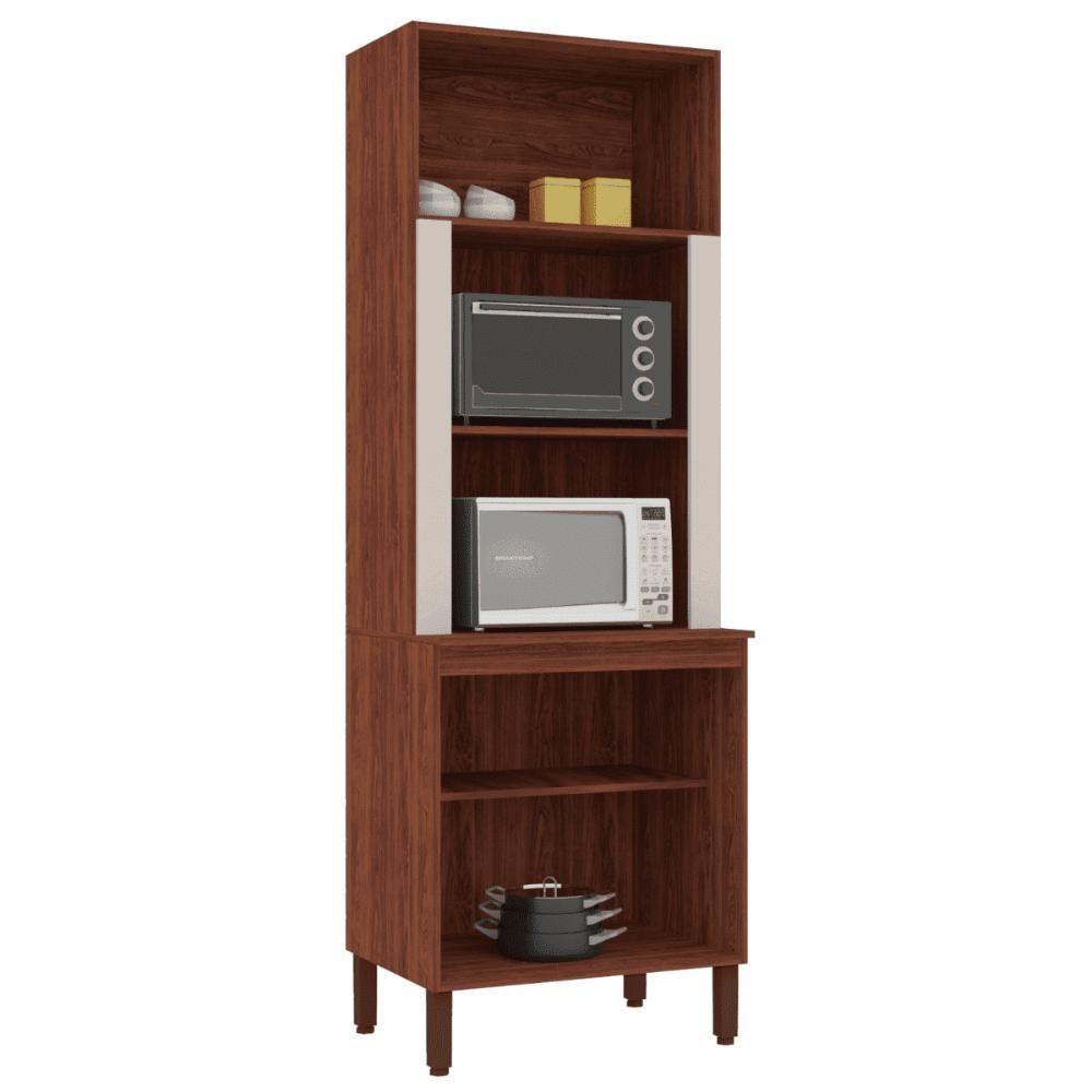 Paneleiro Duplo Forno Sem Gaveteiro Lapis Nogueira Off White - 2