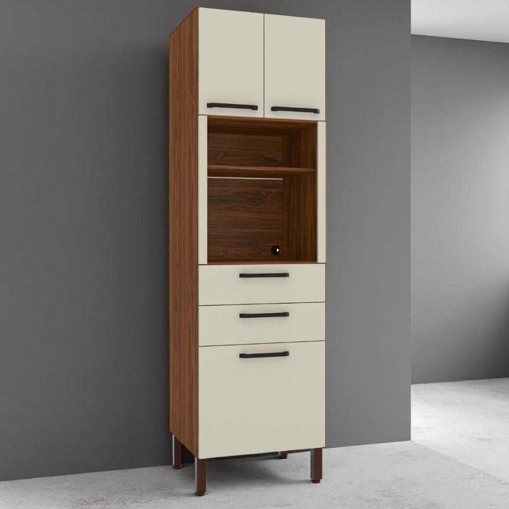 Paneleiro Micro 2 Gaveteiro Lapis Nogueira Off White - 1