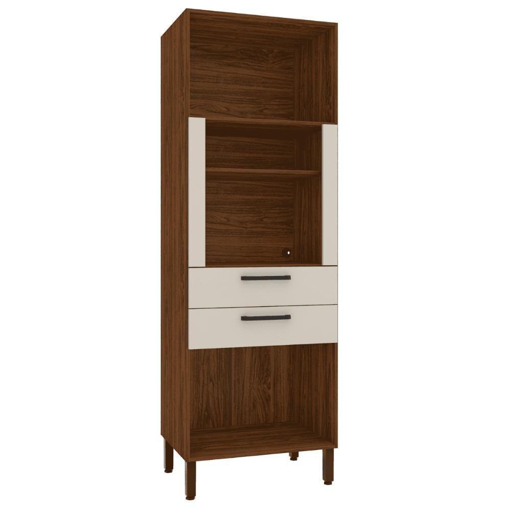 Paneleiro Micro 2 Gaveteiro Lapis Nogueira Off White - 4