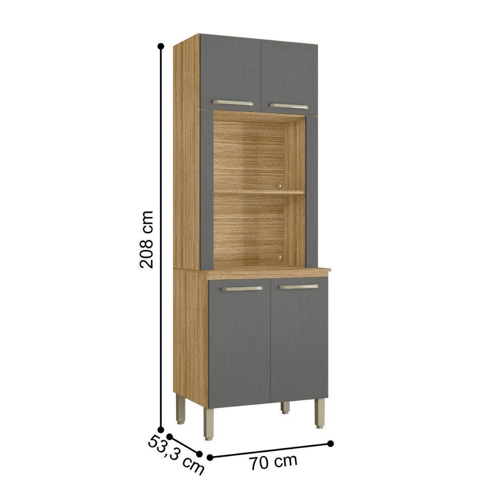 Paneleiro Duplo Forno Sem Gaveteiro Ametista Freijó Gris - 3
