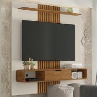 Painel Suspenso Tv 65 Pol 159 Cm Lisboa Bechara Off White Naturalle - 2