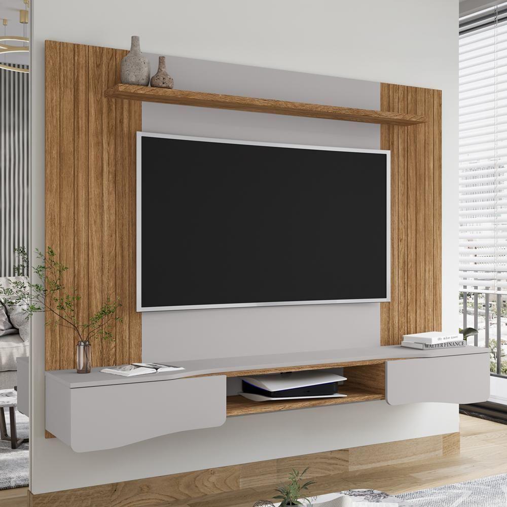 Painel Suspenso Tv 65 Pol 177 Cm Buzios Bechara Cinamomo Off White - 6
