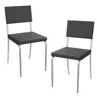 Kit 2 Cadeiras Cromada Sala Jantar 2c128cr Corino Kappesberg Preto - 1
