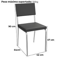 Kit 2 Cadeiras Cromada Sala Jantar 2c128cr Corino Kappesberg Preto - 3