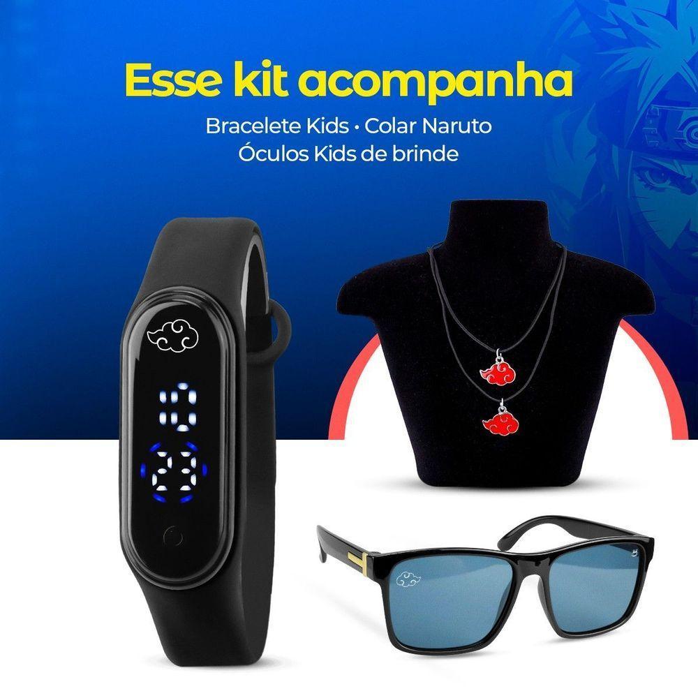 Oculos + Colar Naruto + Relogio Prova Dagua Infantil Digital Esportivo Ajustavel Menino Resistente - 2