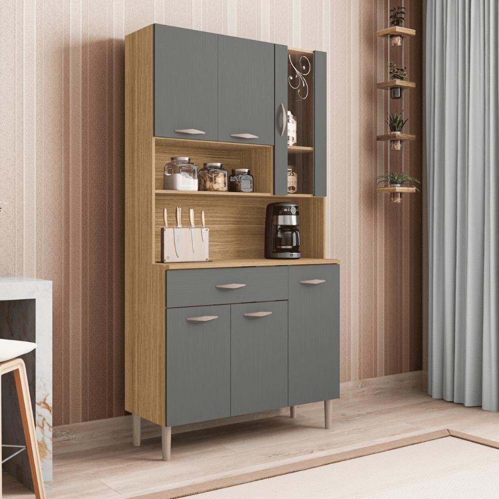 Kit Cozinha 6 Portas E Gaveta Savona Freijó / Gris - 1