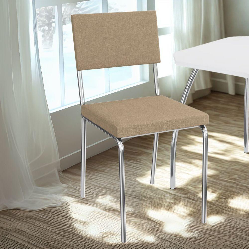 Kit 2 Cadeiras Cromada Sala Jantar 2c128cr Corino Kappesberg Capuccino - 2