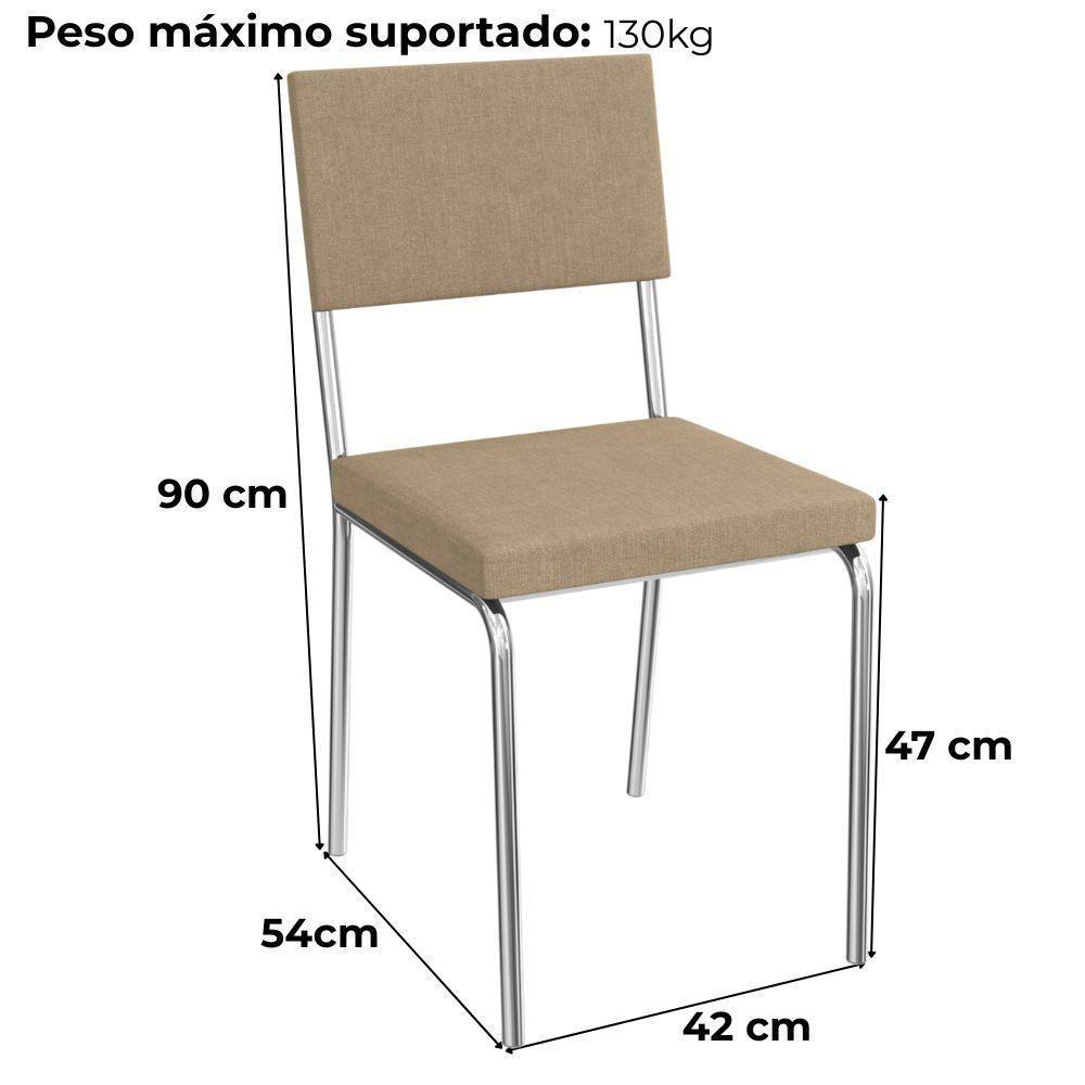 Kit 2 Cadeiras Cromada Sala Jantar 2c128cr Corino Kappesberg Capuccino - 3