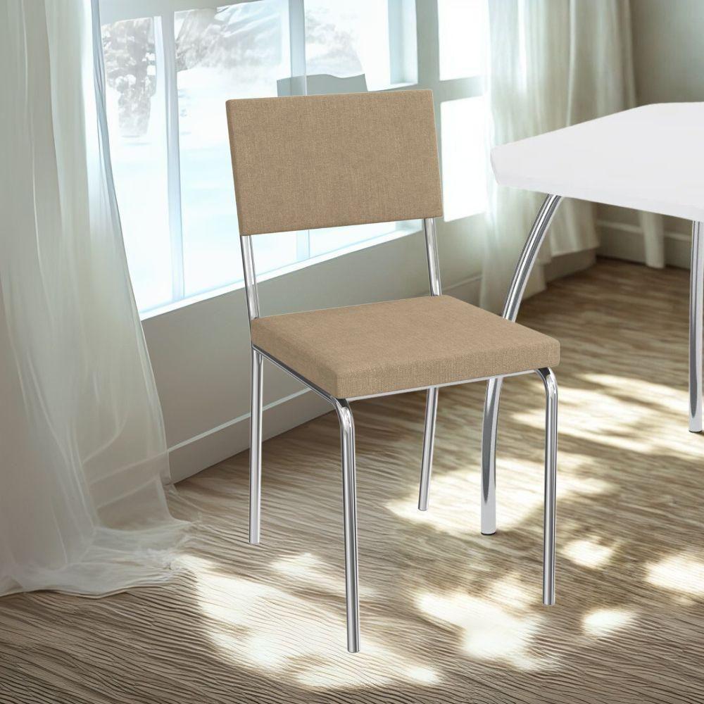 Kit 2 Cadeiras Cromada Sala Jantar 2c128cr Corino Kappesberg Capuccino - 6