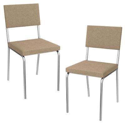 Kit 2 Cadeiras Cromada Sala Jantar 2c128cr Corino Kappesberg Capuccino