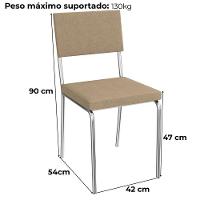 Kit 2 Cadeiras Cromada Sala Jantar 2c128cr Corino Kappesberg Capuccino - 3