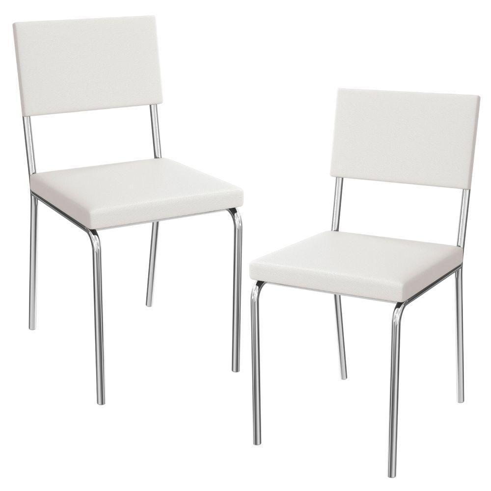 Kit 2 Cadeiras Cromada Sala Jantar 2c128cr Corino Kappesberg Branco - 1