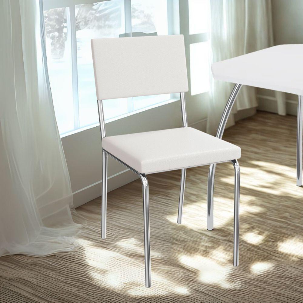 Kit 2 Cadeiras Cromada Sala Jantar 2c128cr Corino Kappesberg Branco - 3