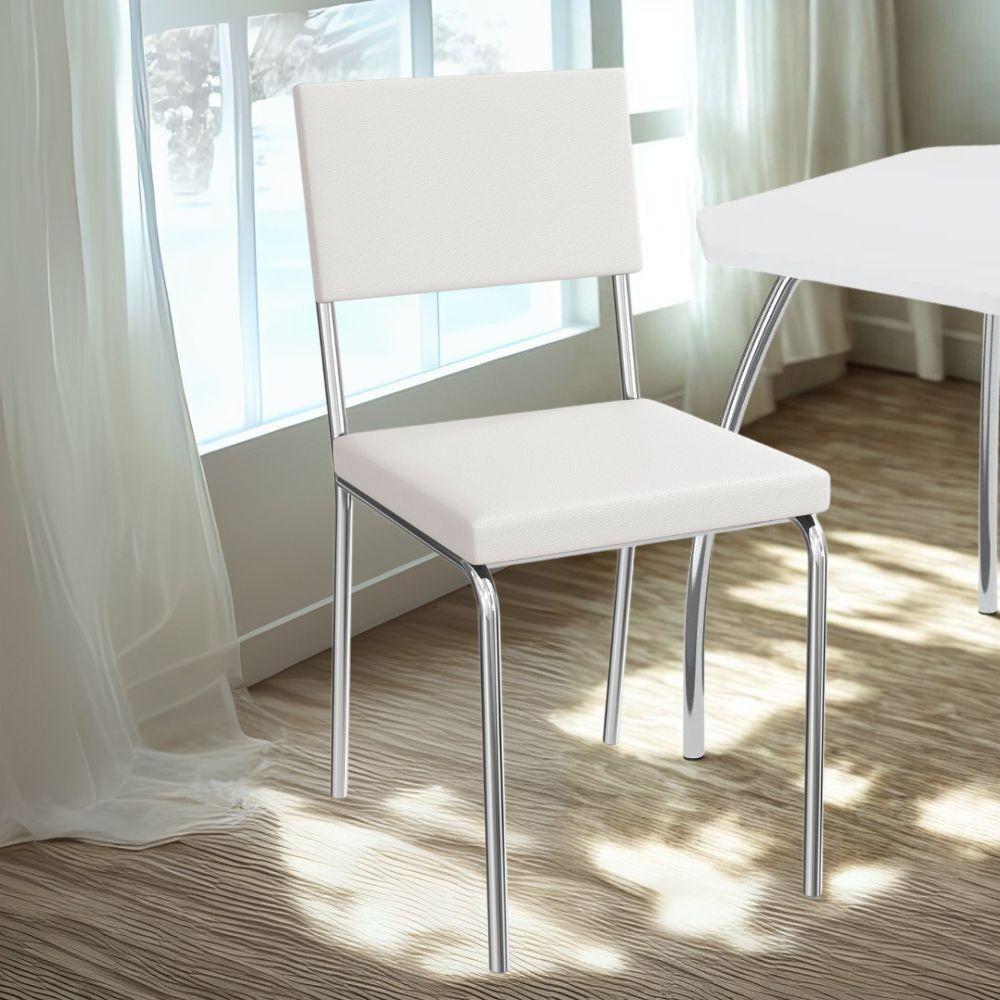 Kit 2 Cadeiras Cromada Sala Jantar 2c128cr Corino Kappesberg Branco - 4