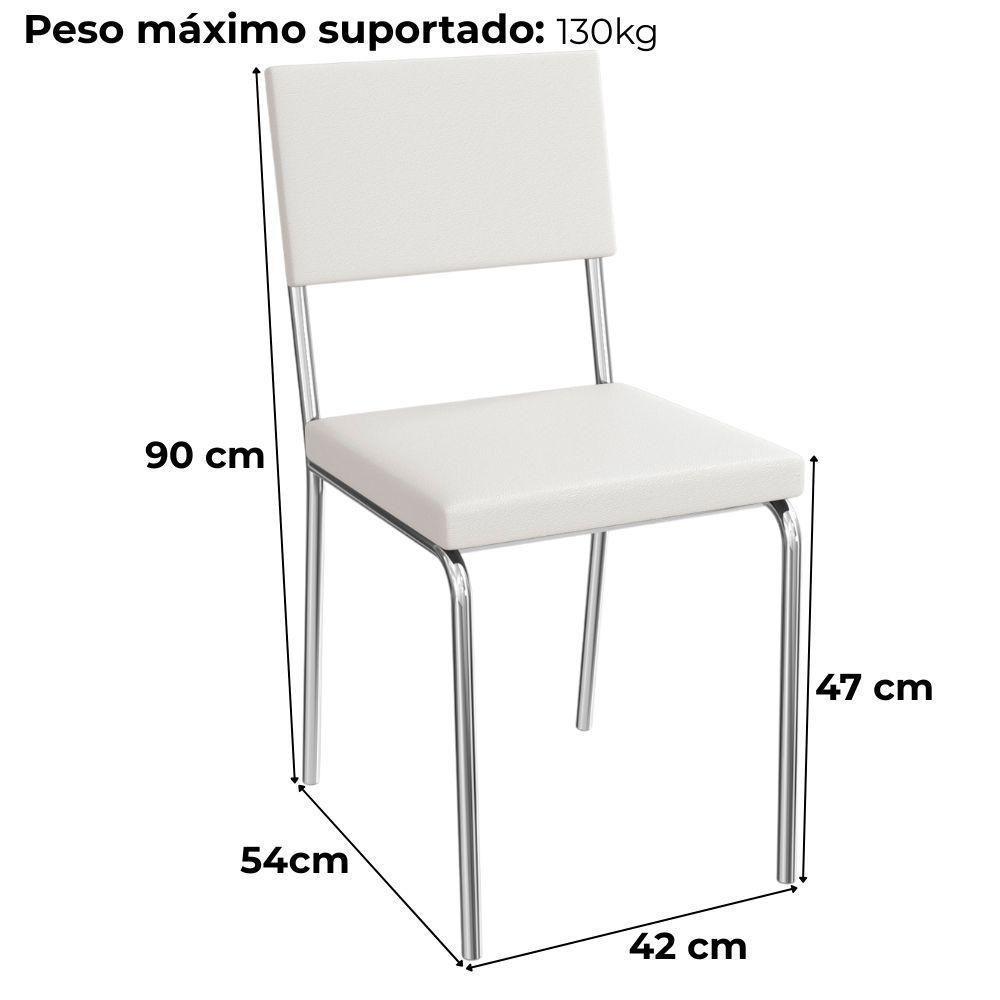 Kit 2 Cadeiras Cromada Sala Jantar 2c128cr Corino Kappesberg Branco - 5
