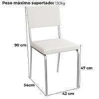 Kit 2 Cadeiras Cromada Sala Jantar 2c128cr Corino Kappesberg Branco - 5