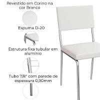 Kit 2 Cadeiras Cromada Sala Jantar 2c128cr Corino Kappesberg Branco - 6