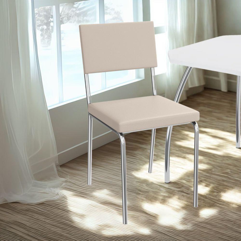 Kit 2 Cadeiras Cromada Sala Jantar 2c128cr Corino Kappesberg Nude - 6