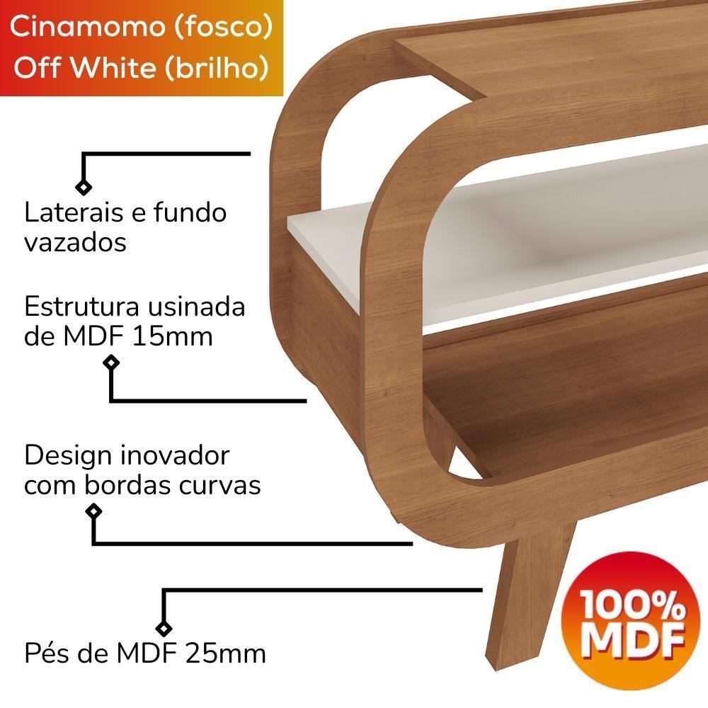 Rack Bancada Para Tv 42 Pol 122 Cm Mdf Cinamomo Off White Arly Cinamomo Off White - 5