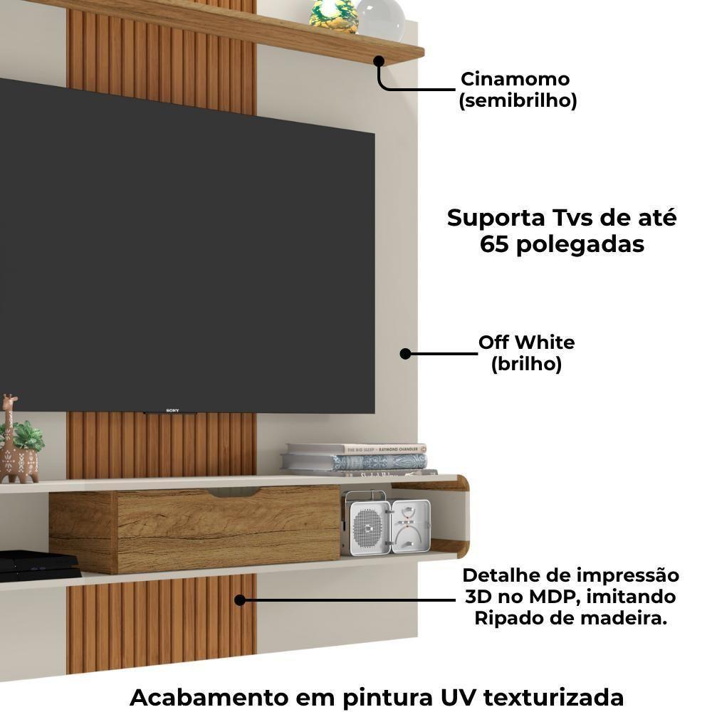 Painel Suspenso Tv 65 Pol 159 Cm Lisboa Bechara Off White Cinamomo - 5
