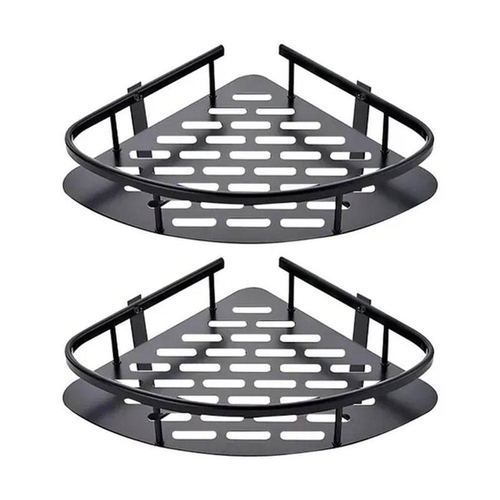 Kit 2 Porta Shampoo Suporte Preto Canto Organizador Banheiro - 3