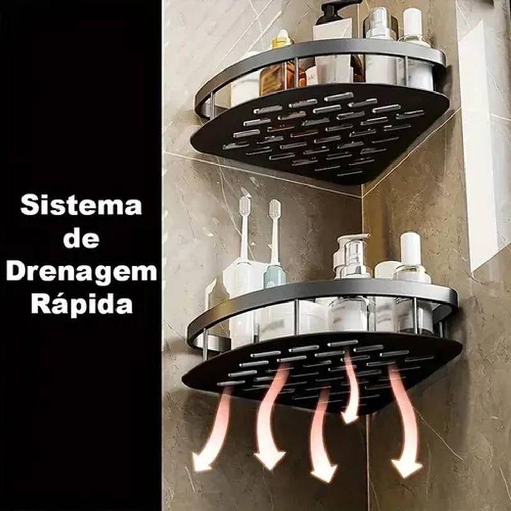 Kit 2 Porta Shampoo Suporte Preto Canto Organizador Banheiro - 6
