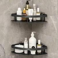 Kit 2 Porta Shampoo Suporte Preto Canto Organizador Banheiro - 2