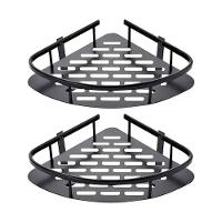 Kit 2 Porta Shampoo Suporte Preto Canto Organizador Banheiro - 3