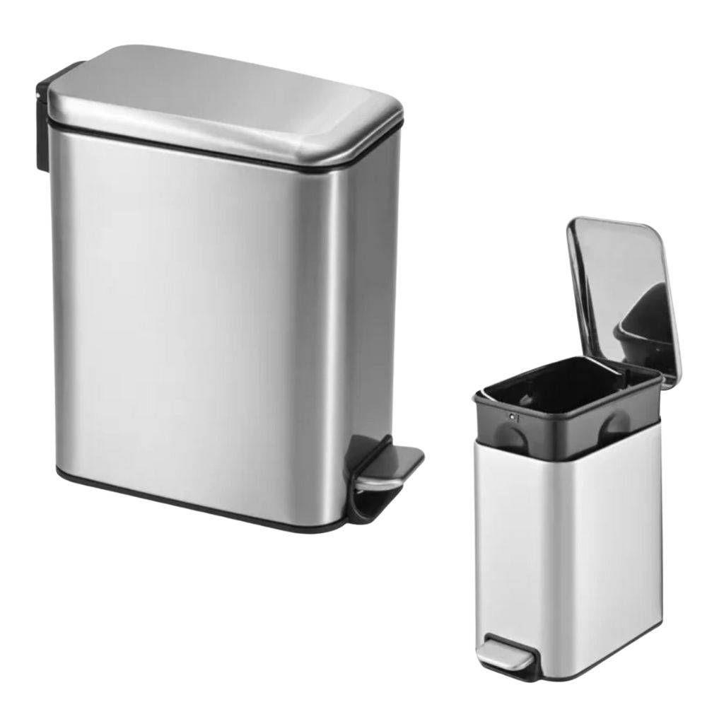Lixeira Inox Retangular Multiuso 05 Litros Cesto Removível - 1