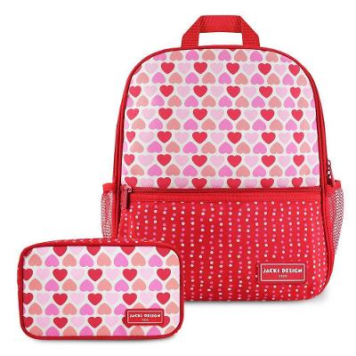 Kit Mochila E Estojo Sapeca - Jacki Design Coração Vermelho Mochila