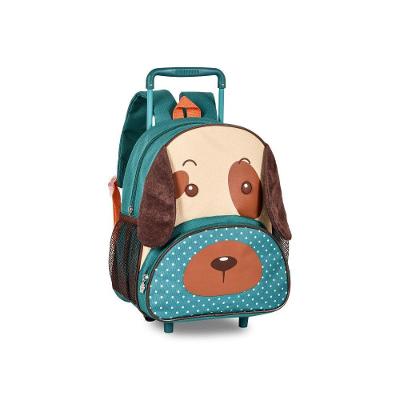 Mochila Infantil Rodinhas Cachorro Pelúcia Verde Escolar
