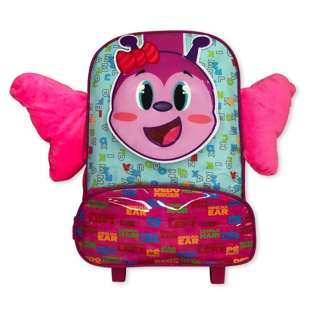 Mochila Infantil Escolar Borboleta Rodinha Rosa - 5
