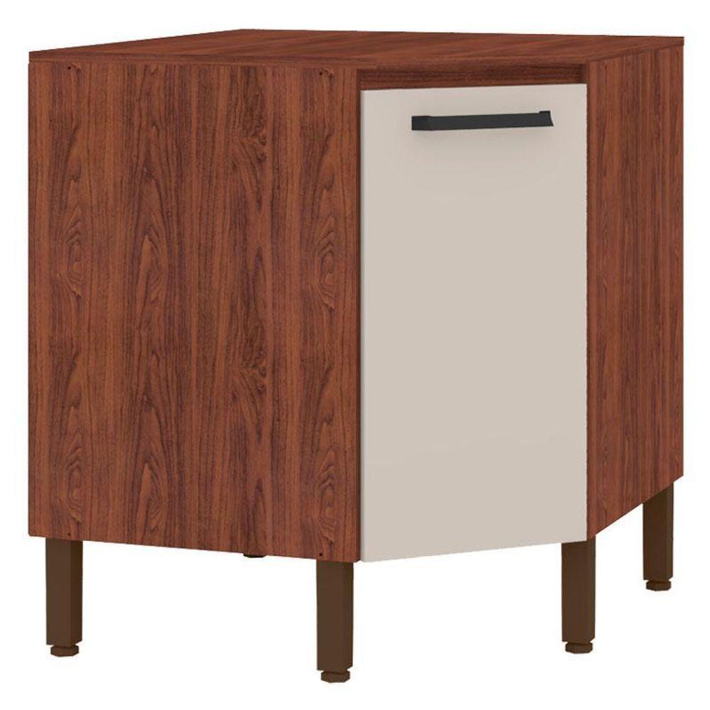 Balcão Para Canto Oblíquo Com Tampo Ametista Nogueira Off White - Kits Paraná - 1