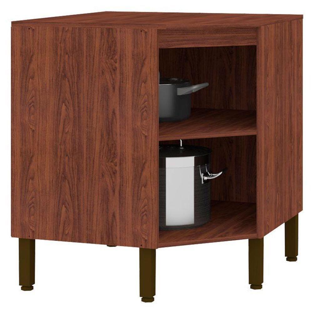 Balcão Para Canto Oblíquo Com Tampo Ametista Nogueira Off White - Kits Paraná - 2