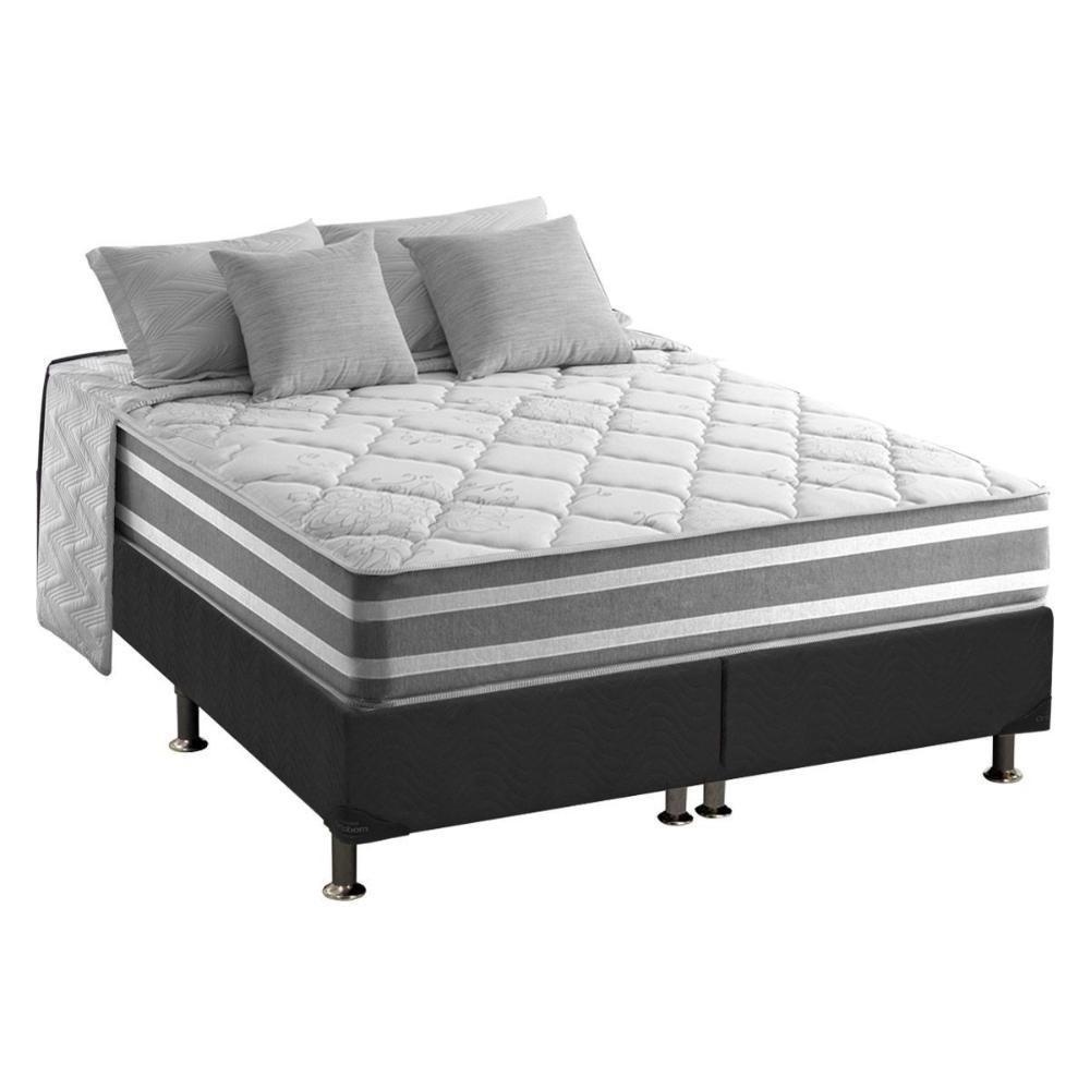 Cama Box Queen: Colchão Molas Ensacadas Anjos MasterPocket Duo Sono+ Base CRC Suede Gray(158x198) - 1