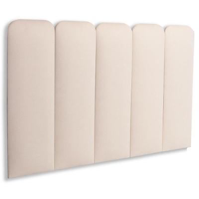 Cabeceira Solteiro Kit 5 Placas Modelo Arredondada - Suede Creme / Off White