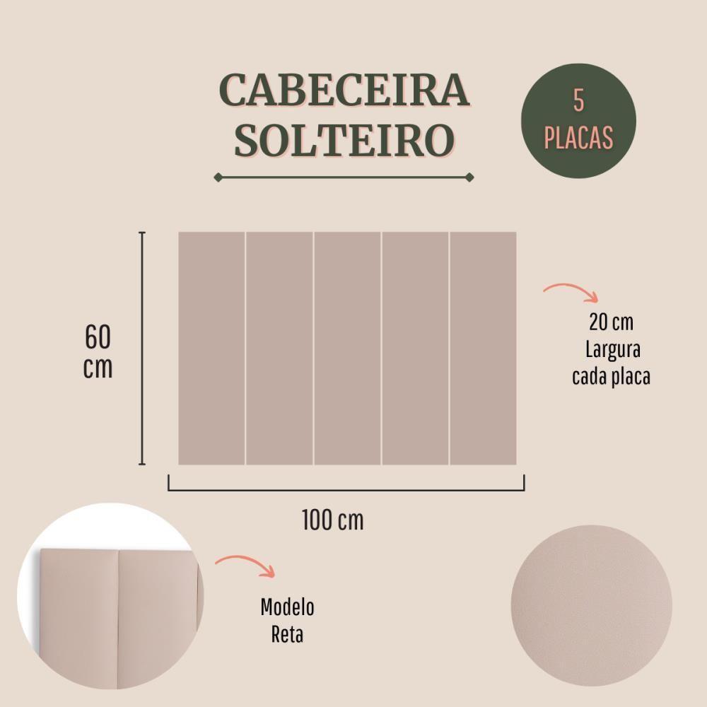 Cabeceira Modulada Adesiva Estofada Solteiro - Kit 5 Placas - 2