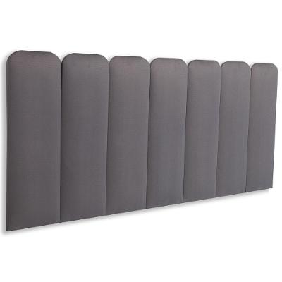 Cabeceira Casal Kit 7 Placas Modelo Arredondada - Suede Cinza