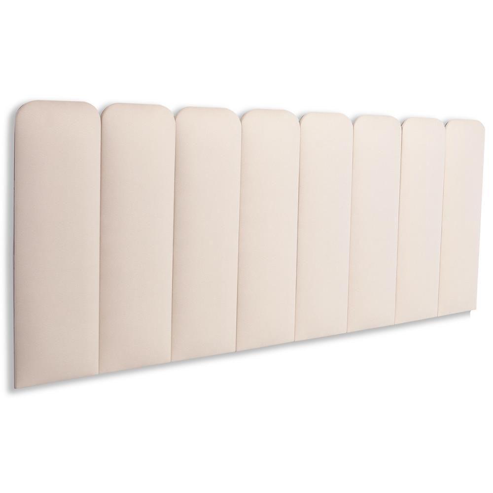 Cabeceira Queen Kit 8 Placas Modelo Arredondada - Suede Creme / Off White - 1