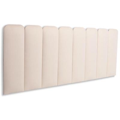 Cabeceira Queen Kit 8 Placas Modelo Arredondada - Suede Creme / Off White
