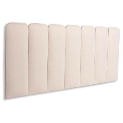 Cabeceira Casal Kit 7 Placas Modelo Arredondada - Suede Creme / Off White