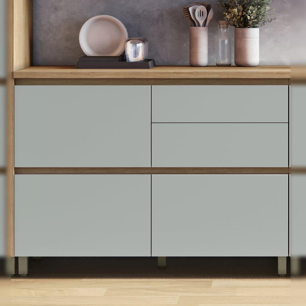 Balcão 1 Porta Basculante 4 Gavetas 120cm 100% Mdf Rainha Nature/verde - 9