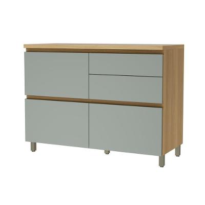 Balcão 1 Porta Basculante 4 Gavetas 120cm 100% Mdf Rainha Nature/verde