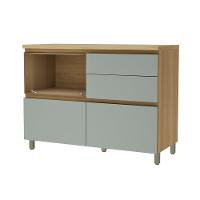 Balcão 1 Porta Basculante 4 Gavetas 120cm 100% Mdf Rainha Nature/verde - 3