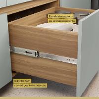 Balcão 1 Porta Basculante 4 Gavetas 120cm 100% Mdf Rainha Nature/verde - 6