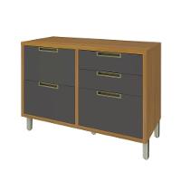 Balcão Para Cozinha 1 Porta 4 Gavetas Imperatriz Nesher Móveis Freijó/grafite - 1