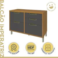 Balcão Para Cozinha 1 Porta 4 Gavetas Imperatriz Nesher Móveis Freijó/grafite - 3