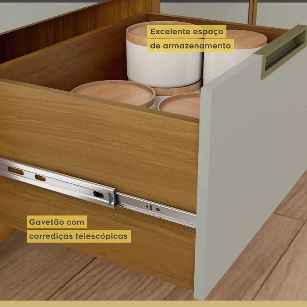 Balcão Para Cozinha 1 Porta 4 Gavetas Imperatriz Nesher Móveis Freijó/off White - 7