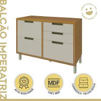 Balcão Para Cozinha 1 Porta 4 Gavetas Imperatriz Nesher Móveis Freijó/off White - 3