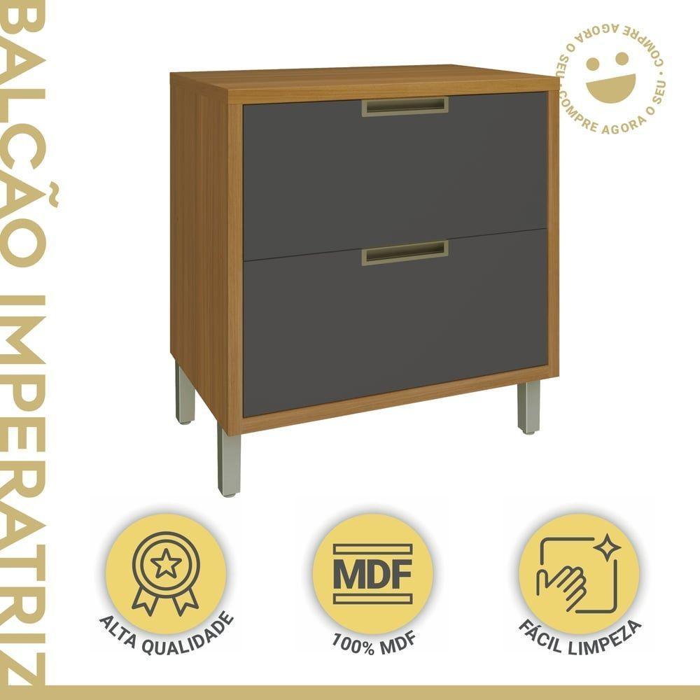 Balcão Para Cozinha 1 Porta 1 Gaveta Imperatriz Nesher Móveis Freijó/grafite - 6